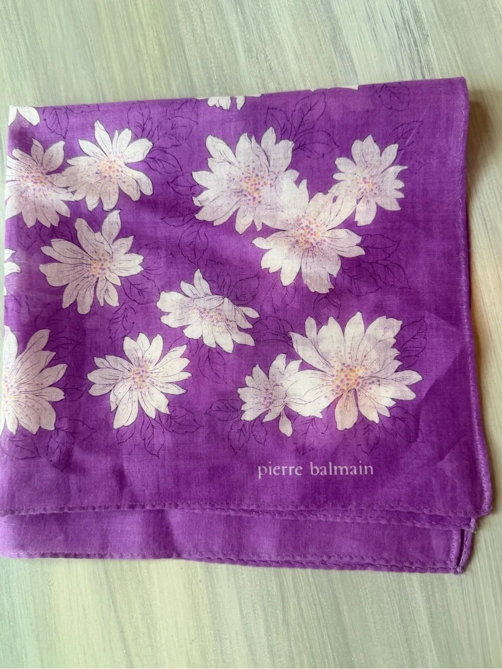 Pierre Balmain Paris Magenta floral Scarf Handkerchief Neckerchief Bag Accessory